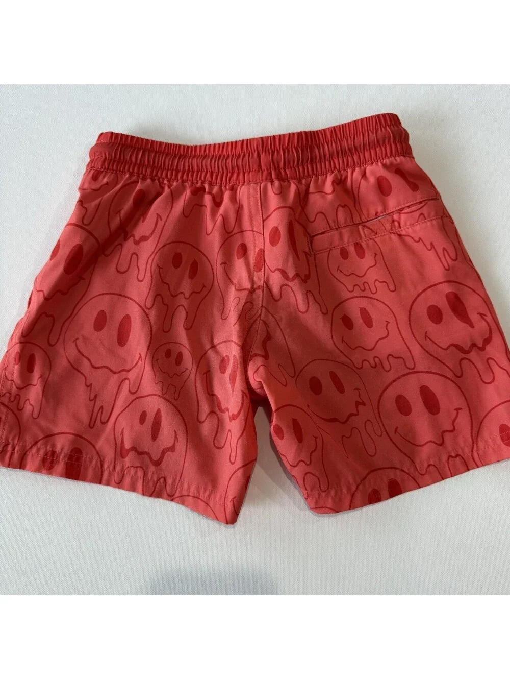 Weekend Academy Boys Swim Trunks Ghost Smiley Print Coral Size 6/7